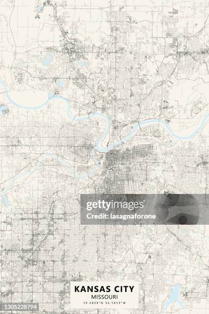 kansas city, missouri usa vector map - kansas outline stock illustrations