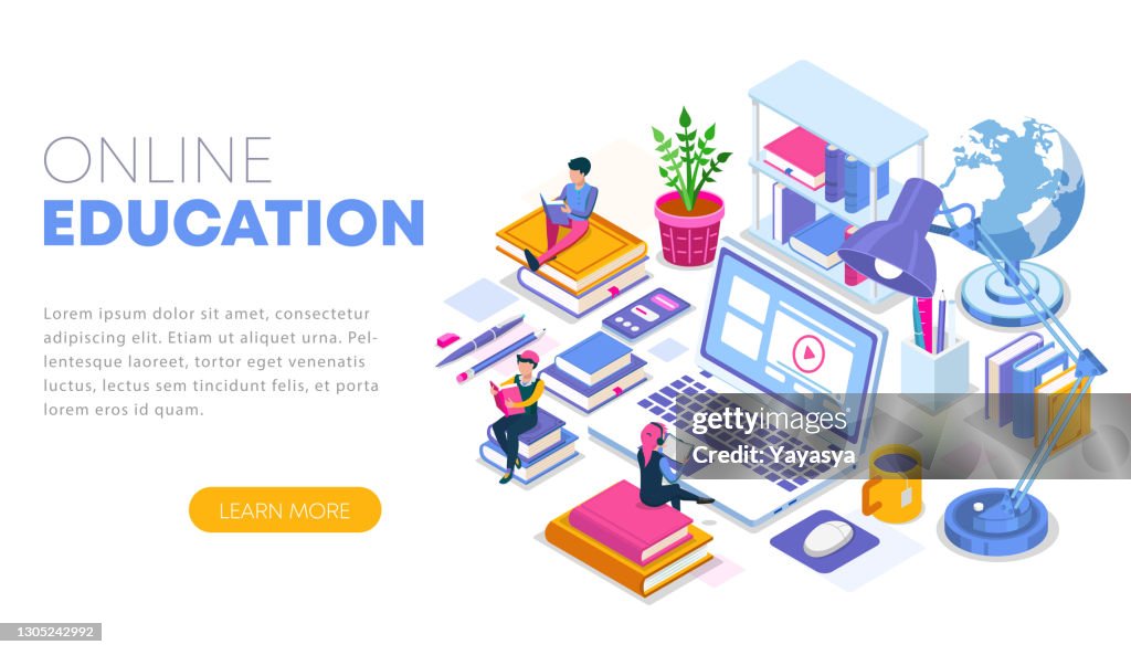 Modern Flat Design Isometric Concept Of Online Education Landing Page ...