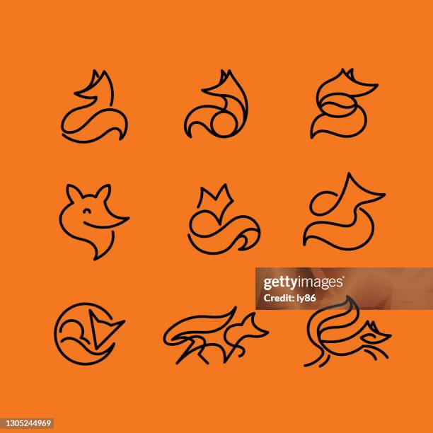 ilustraciones, imágenes clip art, dibujos animados e iconos de stock de iconos de fox - zorro