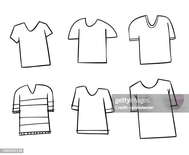 stockillustraties, clipart, cartoons en iconen met witte t-shirts cartoon tekeningen - t shirt