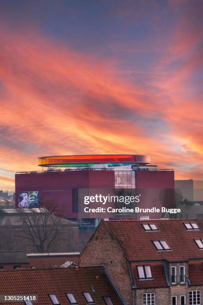 view over aros, denmark - aros aarhus stock pictures, royalty-free photos & images