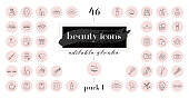 Highlight covers backgrounds. Set of beauty icons.