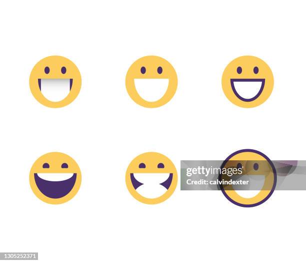 emoticons happy faces - determination face stock illustrations