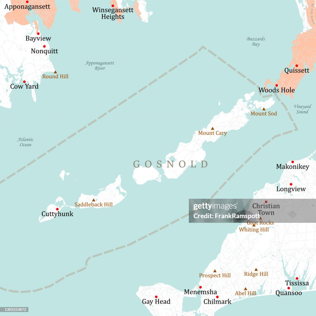 MA Dukes Gosnold Vector Road Map