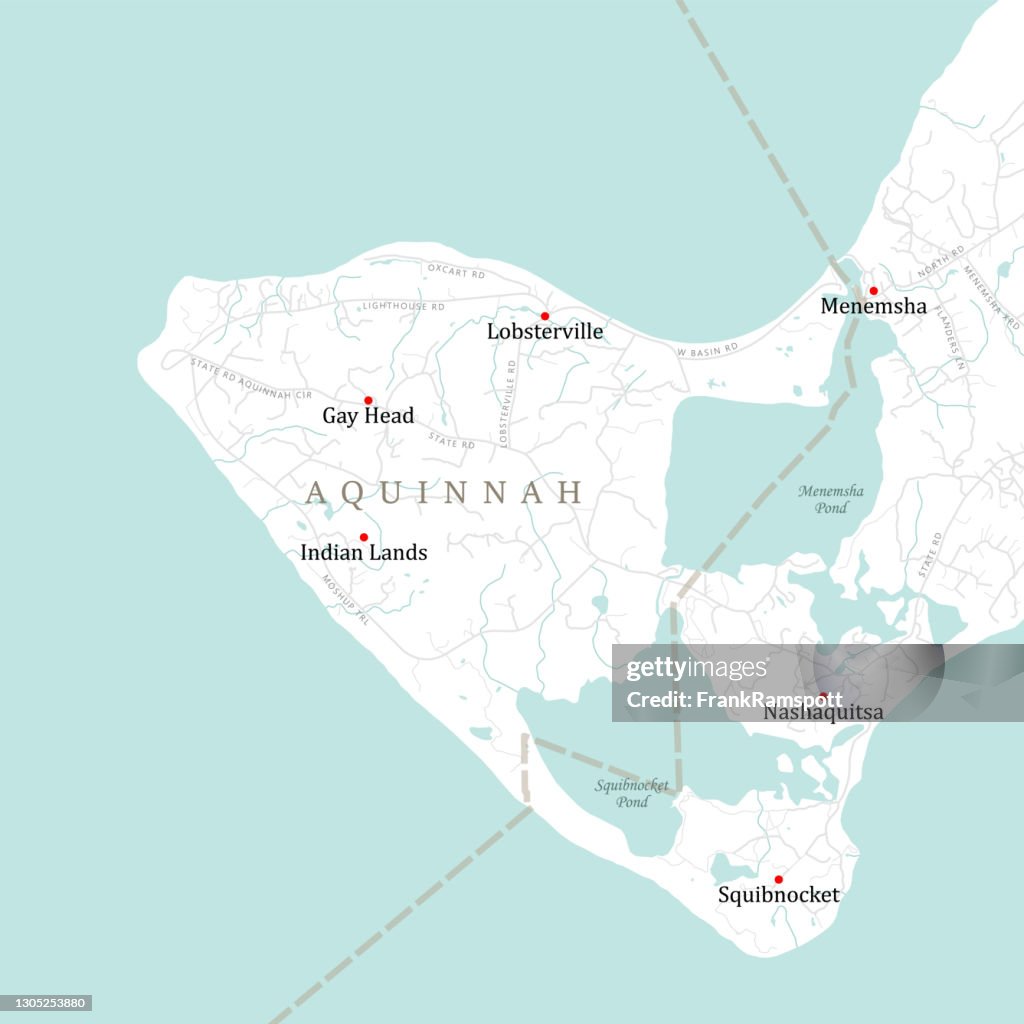 MA Dukes Aquinnah Vector Road Map