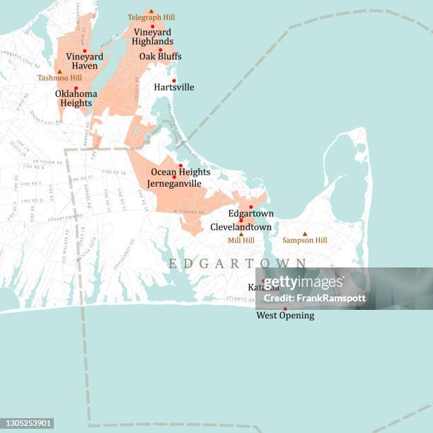ma dukes edgartown vector road map - marthas vineyard stock illustrations