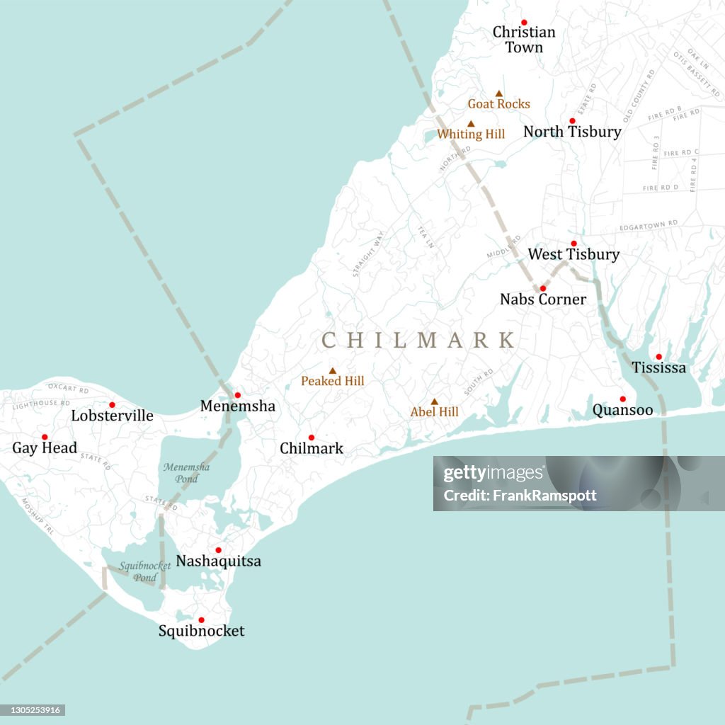 MA Dukes Chilmark Vector Road Map