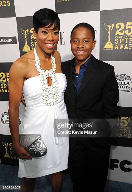 Regina King and Ian Alexander Jr arrive at the 25th Film Independent Spirit Awards held at Nokia Theatre L.A. Live on March 5, 2010 in Los Angeles,...