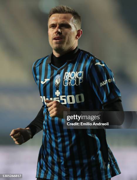Josip Ilicic of Atalanta BC looks on during the Serie A match between Atalanta BC and FC Crotone at Gewiss Stadium on March 03, 2021 in Bergamo,...