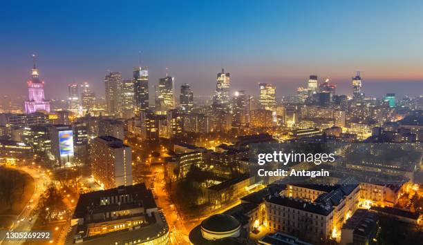 city, night - warsaw panorama stock pictures, royalty-free photos & images