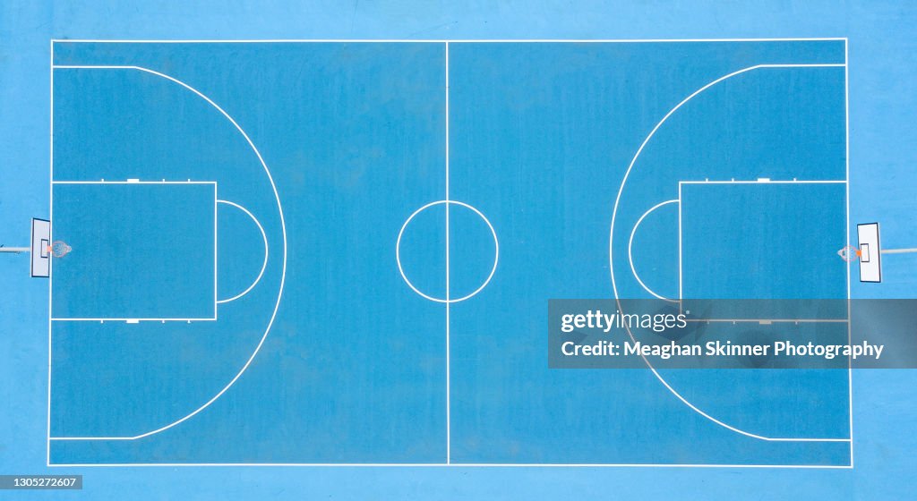 Aerial Images over Blue Basketball Courts