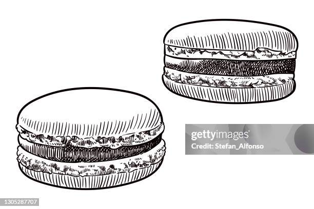 drawing of macarons - macaroon stock illustrations