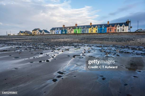 colourful seaside town buildings - aberystwyth stock pictures, royalty-free photos & images