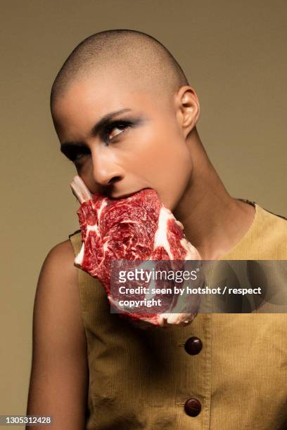 meat - fashion magazine cover stock-fotos und bilder