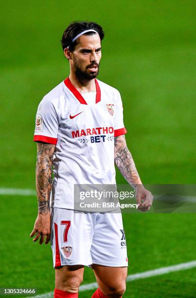 Jesus Joaquin Fernandez Saenz de la Torre of Sevilla FC during the Copa del Rey match between Barcelona and Sevilla at Camp Nou on March 3, 2021 in...