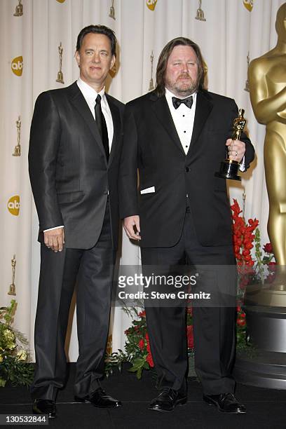 Tom Hanks, presenter, with William Monahan, winner Best Adapted Screenplay for The Departed