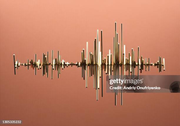 abstract waveform made out of golden bars - gold bars stock-fotos und bilder