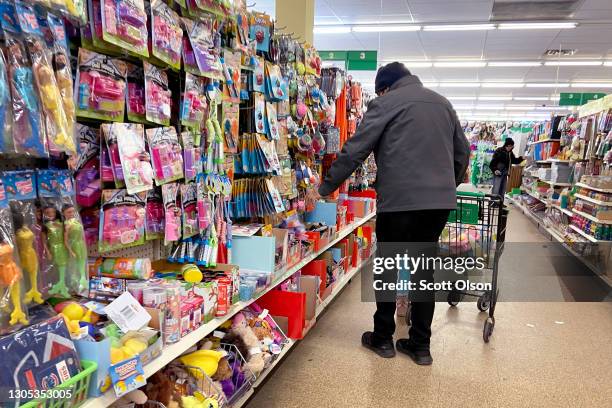 Customers shop at a Dollar Tree store on March 04, 2021 in Chicago, Illinois. Dollar Tree said that it will open 600 new stores this year, 400 under...