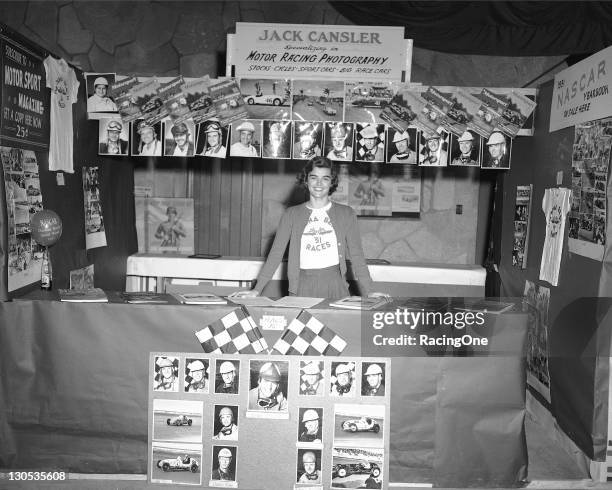 Photographer Jack Cansler set up this booth to sell pictures at the Daytona Beach Armory during Speed Weeks.