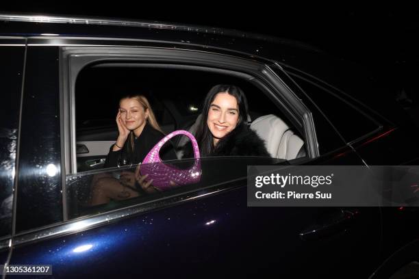 Fiona Zanetti and Regina Anikiy attends the Coperni show as part of the Paris Fashion Week Womenswear Fall/Winter 2021/2022 on March 04, 2021 in...