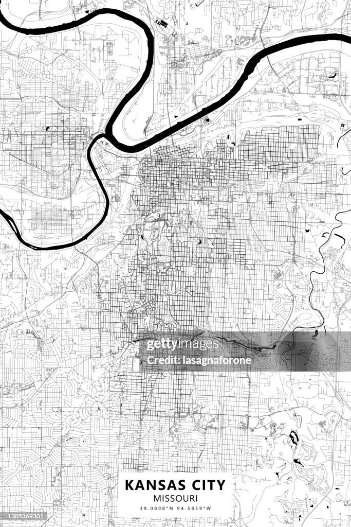 Downtown Kansas City, Missouri USA Vector Map