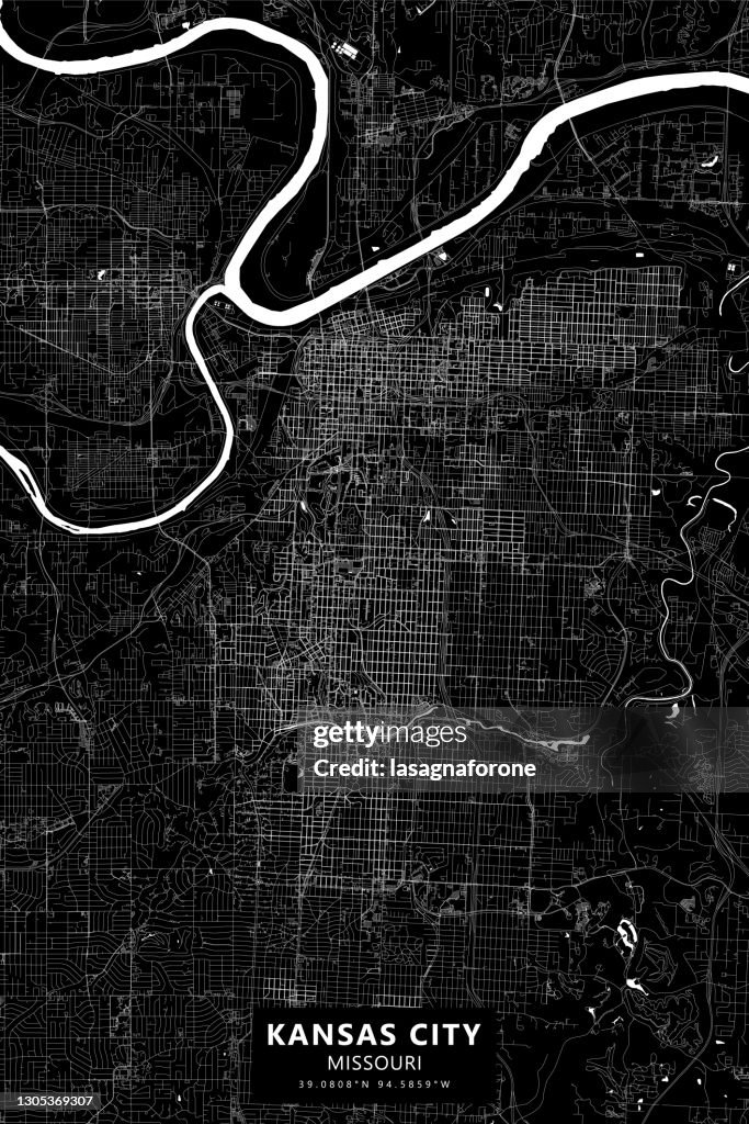 Downtown Kansas City, Missouri USA Vector Map
