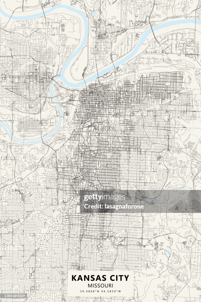 Downtown Kansas City, Missouri USA Vector Map
