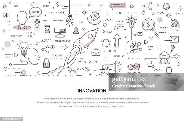 doodle work concept - new business icon stock illustrations