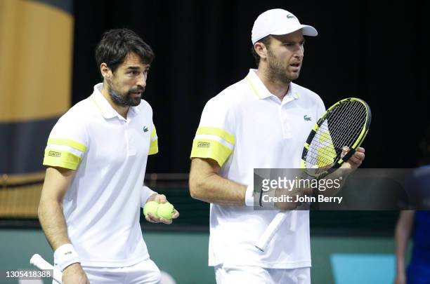 Jeremy Chardy, Fabrice Martin of France during day 3 of the 48th ABN AMRO World Tennis Tournament at Rotterdam Ahoy Arena on March 3, 2021 in...