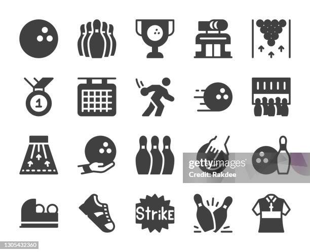 bowling - icons - ten pin bowling stock illustrations