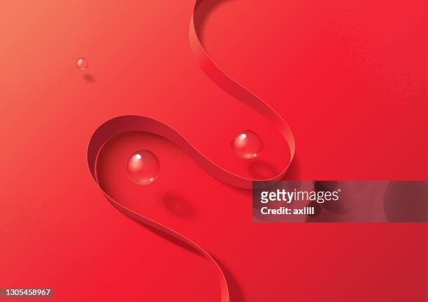 paper spiral water drop yin yang red background - yin yang symbol stock illustrations
