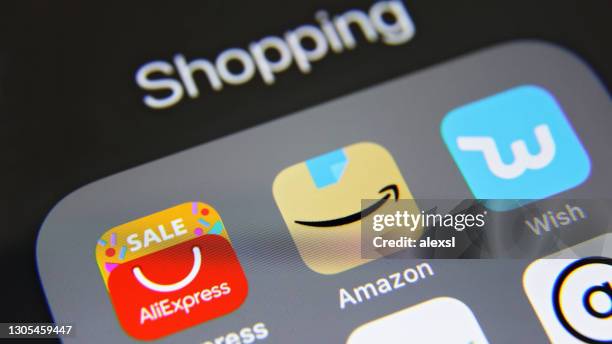 online shopping e-commerce mobile app icons - amazon rainforest stock pictures, royalty-free photos & images