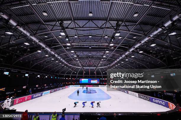 General view inside the ice rink in the 1000m heats during day 1 of the ISU World Short Track Speed Skating Championships at Sportboulevard Dordrecht...