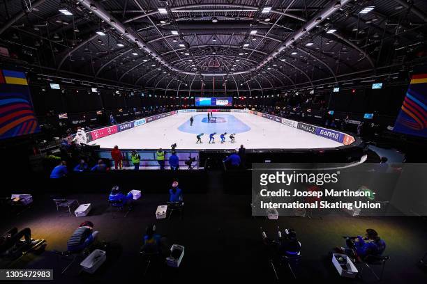 General view inside the ice rink in the 1000m heats during day 1 of the ISU World Short Track Speed Skating Championships at Sportboulevard Dordrecht...
