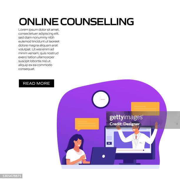 online counselling concept vector illustration for website banner, advertisement and marketing material, online advertising, business presentation etc. - cell therapy stock illustrations