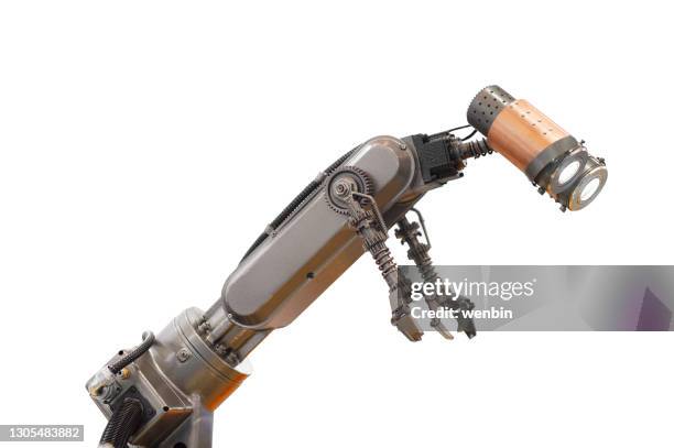 robotic arm isolated on white - artificial intelligence white background stock pictures, royalty-free photos & images