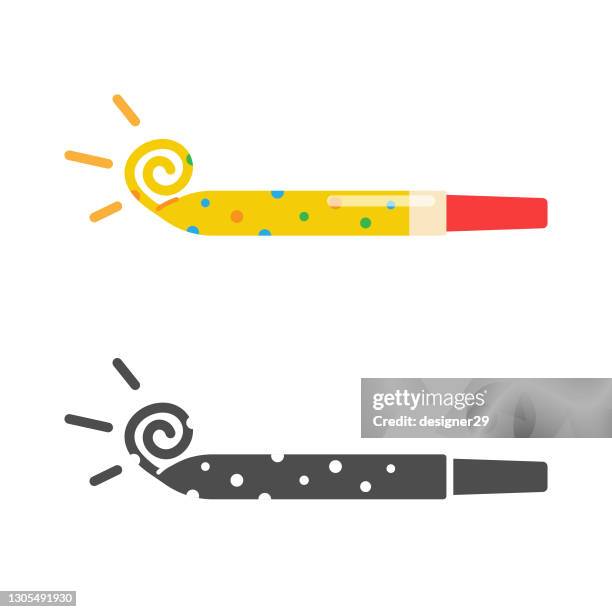 party blower or noisemaker icon vector design on white background. - whistle stock illustrations