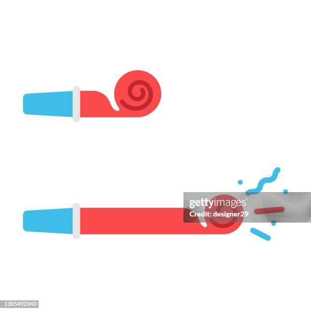 party blower icon vector design on white background. - red whistle stock illustrations