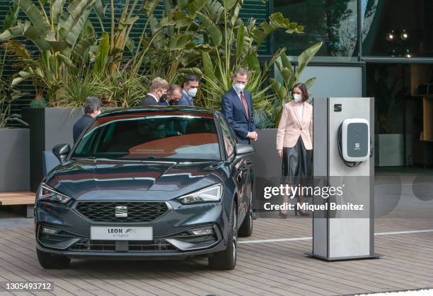 King Felipe of Spain , SEAT and CUPRA president Wayne Griffiths, Volkswagen Group chief executive officer Herbert Diess, Spanish Prime Minister Pedro...