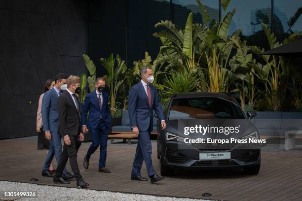 King Felipe VI and Prime Minister Pedro Sanchez in a tour SEAT's facilities in Martorell on the occasion of the 70th anniversary of its creation on...