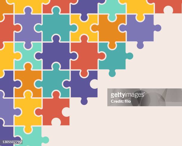 illustrazioni stock, clip art, cartoni animati e icone di tendenza di modello di sfondo puzzle - autismo