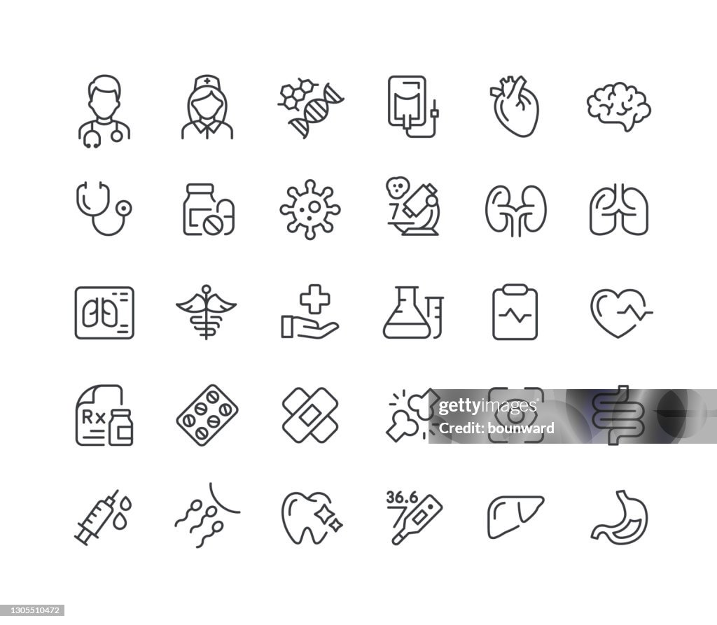 Medische lijnpictogrammen bewerkbare lijn