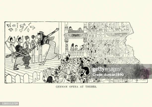 ilustrações de stock, clip art, desenhos animados e ícones de german opera at thebes, victorian cartoon - cantor de ópera