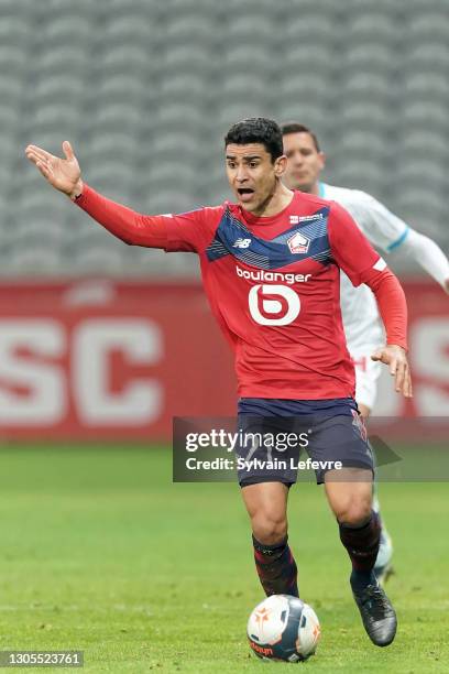 Benjamin Andre of Lille OSC during the Ligue 1 match between Lille OSC and Olympique Marseille at Stade Pierre Mauroy on March 3, 2021 in Lille,...