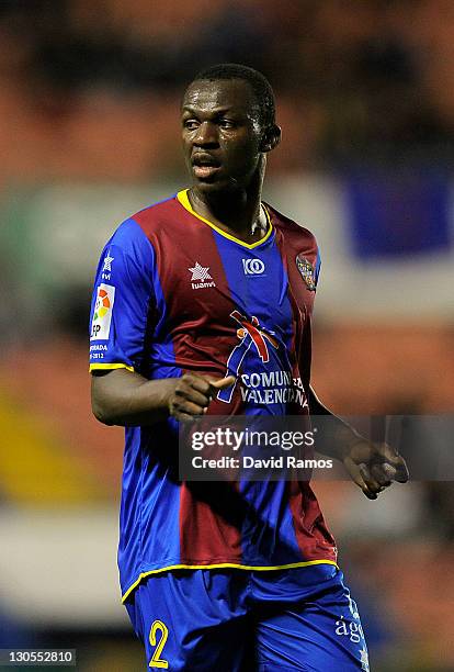 Arouna Kone of Levante UD looks on during the La Liga match between Levante UD and Real Sociedad at Ciutat de Valencia on October 26, 2011 in...