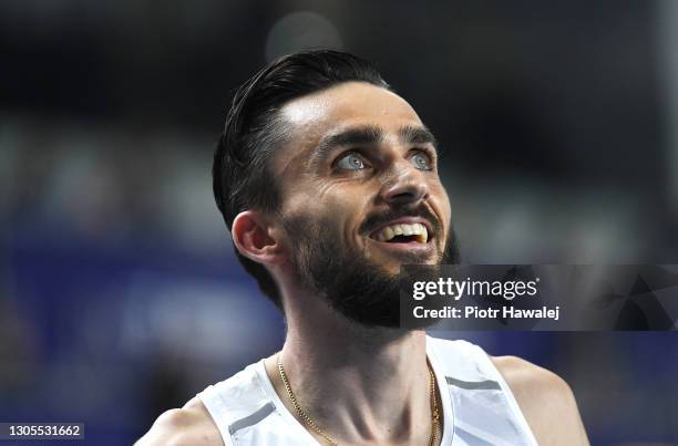 Adam Kszczot of Poland looks on after his run in the Men's 800 metres during the second session on Day 1 of European Athletics Indoor Championships...