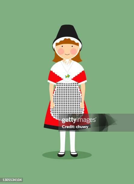 welsh traditional clothing for women - wales stock illustrations