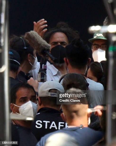 Director Alejandro González Iñárritu is seen on the set of his new film, tentatively titled 'Limbo' on March 5, 2021 in Mexico City, Mexico.
