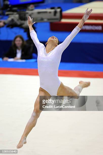 Elsa Garcia, of Mexico, in action during the women's individual all around of the artistic gymnastic competition as part of the Pan American Games...