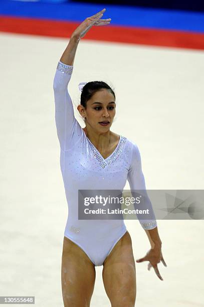 Elsa Garcia, of Mexico, in action during the women's individual all around of the artistic gymnastic competition as part of the Pan American Games...